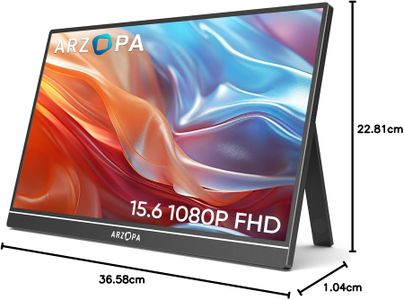 ARZOPA 15.6" FHD Portable Monitor – IPS, USB-C & HDMI, Kickstand