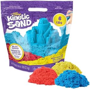 Kinetic Sand, 6lbs Mega Mixin’ Bag with Red, Yellow & Blue Play Sand, Amazon Exclusive (Packaging May Vary), Sensory Toys for Kids Ages 3 and up