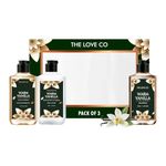 THE LOVE CO. Warm Vanilla Gift Collection| Indulge in Travel Pack Shower Gel, Body Lotion & Shampoo | Ideal Birthday & Special Occasion Hamper - Pack of 3