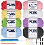 WSICSE 8 Pack Beginners Yarn for Crocheting, 8x50g Easy-to-See Stitches Chunky Thick Cotton-Nylon Blend Soft Yarn for Beginner Crocheting Christmas Crochet Kit Gifts (525 Yards)