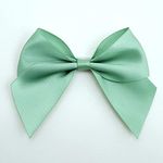 Italian Options Large Satin Ribbon Bows Self Adhesive 6-Piece Pack, 10 cm Bow Width, Sage Green