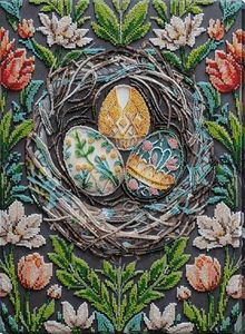 Wizardi Bead Embroidery Kit - Cherish Traditions. Colorful Beads, Beading Needles. DIY Kit. Embroidery for Beginners. Home Decor. AB-934 Abris Art