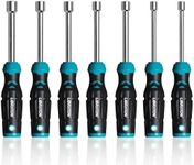 Libraton Hollow Nut Driver Set SAE, Magnetic Hex Nut Drivers, 3-inch Full-hollow Shaft for Long Bolts, 7-Pieces Standard Sizes 3/16, 1/4, 5/16, 11/32, 3/8, 7/16, 1/2 Inch