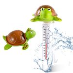 Pool Thermometer Easy to Read, Water Temperature Thermometer for Pools and Spas, Floating Swimming Pool Thermometer with String(Turtle)