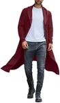 COOFANDY Cloak Hoodie Men Lightweight Ruffle Shawl Collar Cardigan Long Length Cape with Hood,Wine Red,XX-Large