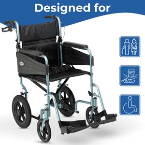 Days Escape Lightweight Folding Wheelchair for Adults – Narrow, Purple, Adjustable Footrests