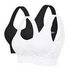 Litthing Women Wide Strap Bras Seamless Everyday Bra Soft Sleep Underwear Daily Netted Racerback Padded Breathable for Yoga Plus Size