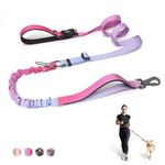Hands Free Dog Leash, Adjustable Heavy Duty Bungee Waist Leash Belt for Medium Large Dogs Walking Running Hiking with Reflective(Red Blue)