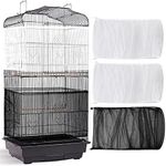 3 Pieces Large Adjustable Bird Cage Cover Seed Feather Catcher Birdcage Nylon Mesh Net Cover Soft Skirt Guard for Parakeet Macaw African Round Square Cage (78 x 15 Inch in Circumference and Width)