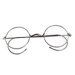 BETSION Vintage Round Eyeglasses Frames Antique Flexible Wire Rim Glasses Full Rim Unisex, Gunmetal, 40mm(very small lens width)