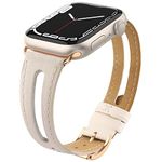 Tuocal Genuine Leather strap Compatible with Apple Watch strap 38mm 40mm 41mm 42mm(Series 10), Leather Slim Replacement Bracelet Strap Women Men for iWatch Series 10 9 8 7 6 5 4 3 2 1 SE