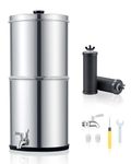 CO-Z Gravity-Fed Water Filter System, 8.5 L Countertop Water Filtration System, 304 Stainless Steel Gravity Water Purifier with 2 Carbon Filters & Water Spigot, NSF/ANSI 42 Certification