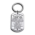 Valentines Gift for Husband Keychain Gift for Men Hubby from Wife Birthday Christmas Anniversary Fathers Day Thanksgiving Special Moment Just Because Pendant Keychain Present for Male Stocking Stuff