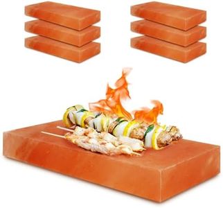 ZKTRADING Himalayan Salt Block for Grilling, Cooking & Cutting 8”x4”x1”- Pack 6 Food Grade Salt Tiles | Salt Brick A Unique Gift for Men, Women & Chefs