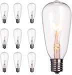 Abeja 10-Pack Edison Light Bulbs, Clear Edison Light Bulbs, 7 Watt/ E17 Screw Base ST40 Vintage Replacement Light Bulbs for Outdoor Patio ST40 String Lights, Warm White