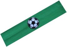 Funny Girl Designs Cotton Soccer Ball Patch Stretch Headband for Girls Teens and Adults - Soccer Team Gifts (Kelly Green)