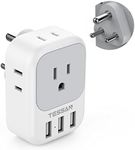 TESSAN US to India Plug Adapter, 7 in 1 Power Adapter with 4 AC Outlets 3 USB Charging Ports, Travel Adaptor for USA to India Bangladesh Maldives Nepal Pakistan, Type D