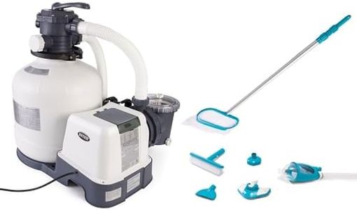 INTEX SX3000 Krystal Clear Sand Filter Pump for Above Ground Pools: 3000 GPH Pump Flow Rate – Easy Installation – Deluxe Pool Maintenance Kit Included