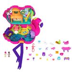Polly Pocket Pink Flamingo Box with 26 Surprises Including Mini Figures Margot & Son Friend, Pop & Swap Mounting System, Tropic-Themed Play Spaces, Children's Toy, From 4 Years, HJN76