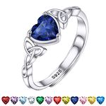 Bestyle Adorable September Sapphire Birthstone Rings 925 Sterling Silver CZ Heart Celtic Knot Gemstone Rings Great Birthday Gift for Daughter/Wife/Mom/Grandma, Great Birthday Gift