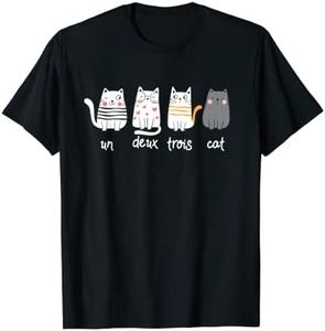 Funny French Cat Graphic Un Deux Trois Cat T-Shirt