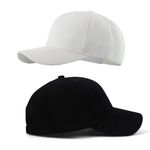 NEON ROCK Premium Cotton 6 Panel Plain Summer Cap with Adjustable Velcro Strap and Air Holes for All Sports, All Outfits (Black and White)