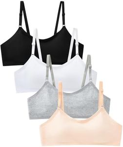 Adorel Reggiseni Sportivi in Cotone Intimo Imbottito Ragazza Confezione da 4 Nero Bianco Grigio Beige 10-16 Anni