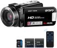 ORDRO Caméscope B320 1080P avec Carte 16 Go, Zoom numérique 18x, Vision Nocturne, écran HD Rotatif à 270°, caméra Full HD 1080p 30 MP, 2 Batteries Noir