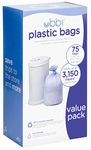 Ubbi Disposable Diaper Pail Plastic Bags, Value Pack, 75 Count, 13-Gallon Bags