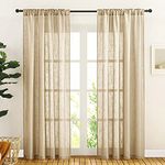SB INDIA Cotton Linen Solid Sheer Long Door Curtains for Bedroom Living Room, Set of 2 Curtains (Long Door - 11 Feet, Beige)