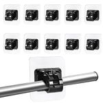 Prmape 10 Pieces Self Adhesive Curtain Rod Bracket Black, Nail Free Adjustable Rod Bracket Holders, Curtain Pole Wall Brackets, Drapery Hook Holders for Home Kitchen Bathroom Hotel