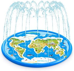 GOAITOU Splash Pad Sprinkler for Kids, 68 inches Splash Play Mat, Wading Swimming Pool Mat for Toddlers, Outdoor Games Water Toys Backyard Fountain Play Mat for Girls Boys or Pet Dog (02) (Blue)
