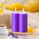 Iris Homefragrances Pack of 2 Peach Pomogranate Fragrance Pillar Candles- 160g Each- 2"x 4" (Lavender)