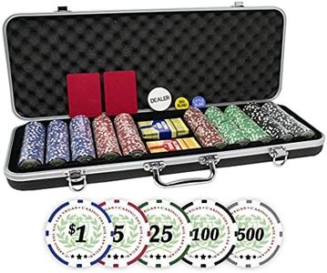 DA VINCI Professional Set of 500 11.5 Gram Casino Del Sol Poker Chips with Denominations, 2 Decks of Plastic Playing Cards, 2 Cut Cards & 3 Dealer Buttons (Black ABS Case)