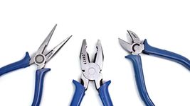 ACHRO Complete Plier Set, 8 Inch Combination Plier, 6 Inch Long Nose, 6 Inch Diagonal Cutting plier/Set of 3 Pieces/Cutting Player | Cutting plier | Combination Plier Tools (Blue)