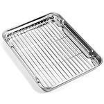 Baking Sheet & Rack Set (1 Sheet + 1 Rack), Zacfton Stainless Steel Cookie Pan for Baking with Cooling Rack, Size 10 x 8 x 1 Inch, Non-toxic & Heavy Duty & Non-stick