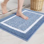 Color&Geometry Absorbent Bath Mat, 16"x24" Soft Non Slip Bathroom Floor Mat Rug, Machine Washable Bath Mats for Bathroom, Tub and Laundry Room, Light Blue, 40x60cm