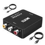 RCA to HDMI Converter, AV to HDMI Adapter, 1080P Mini RCA Composite CVBS AV to HDMI Video Audio Converter Adapter Supports PAL/NTSC for PC/Laptop/Xbox /PS4 /TV/STB/VHS/VCR- with HDMI Cable