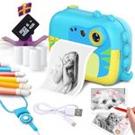 Wembley Instant Print Digital Camera for Kids 3 4 5 6+ Years Dino Design with Print Paper Rolls 4GB SD Card Shoulder Strap | Video Recorder Games Photo Filters Effects | Perfect for Birthday Gift