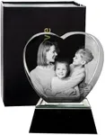 Unike Love Family Present Heart Shaped 3DLaser-Etched K9 Crystal (Large, 4.3) (Small)
