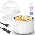 Aotto Electric Lunch Box, 50/70/80W 3 in 1 Portable Food Warmer Heated Lunch Boxes for Adults, Food Heater for Car/Truck/Travel/Office/Work/Home 12V 24V 110V Mini 32oz Leakproof White