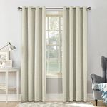 CUCRAF 100% Blackout Curtains Light Beige Curtains 90 Inch Drop 2 Panels Soft Texture Energy Saving Sun Blocking Eyelet TopThermal Curtains for Bedroom Living Room 46 X 90 Inch, Light Beige