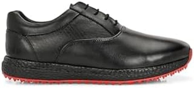 HITCARO Men's Proffessional Black Leather Golf Shoes | Lace-Up | Waterproof | Comfortable | Breathable | 6 Month Manufacturing Warranty