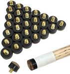 YuCool 30 Pieces Screw-on Cue Tips Hard Leather Billiard Pool Cue Stick Replacements-13mm