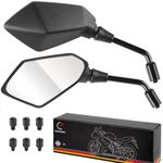 Evermotor Universal Motorcycle Mirrors with M8 M10 Clockwise and Counter Clockwise Threaded Bolts E-Mark Certified for ATV Scooter Cruiser