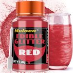 Red Edible Glitter - 30 Grams 100% Edible Glitter for Drinks, Cake Decorating Supplies, Cookie Decorating Supplies, Strawberries, Cookie, Cocktails, Chocolate, etc. Luster Dust Edible