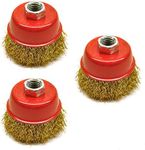 Wire Cup Brush/Wheel for Angle Grinder Crimped Brass Coated (3 Pack) TE331