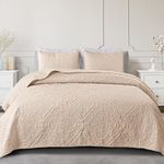 Exclusivo Mezcla Quilt Set Twin Size, Lightweight Vintage Quilts Bedspreads Coverlets with Pillow Sham, Soft Twin Quilt Bedding Set for All Seasons, (68"x88", Brich Beige)