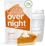 Oats Overnight Pumpkin Pie - Vegan Overnight Oats with 20g Protein, High Fiber Breakfast Protein Shake - Gluten Free Oatmeal, Non GMO High Protein Oatmeal (2.3 oz per meal) (8 Pack + Shaker Bottle)