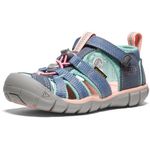 KEEN Big Kid's Seacamp 2 CNX Closed Toe Sandal, Flint Stone/Ocean Wave, 5 BK (Big Kid's) US